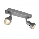 SLV 147374 PURI 2 Deckenleuchte, silber- grau, 2xGU10, max. 2x50W, mit Decoring