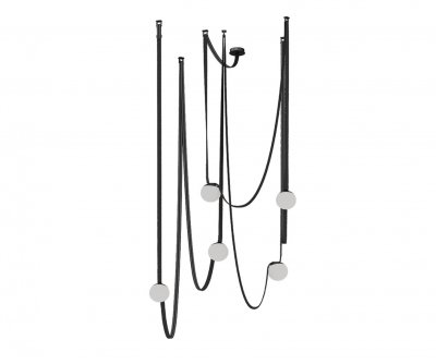 Kink Light 6424-2K,19 Комплект ременной трековой системы Сатори черный w80*60 h150 Led 5*12W (4000K)