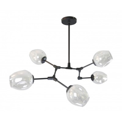 Люстра НИССА черная (прозрачные плафоны) w108*80 h 45 E27 5*40W Kink light 07512-5,19(21)