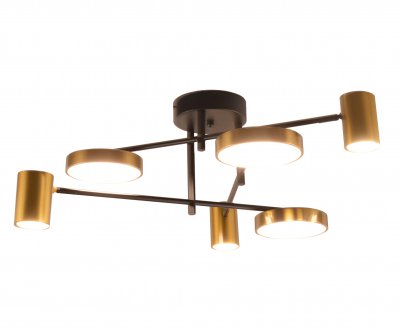 Kink Light 07645-6D,19(20) Люстра диммируемая Рапис черный/бронза w66*63 Led 3*12W+3*16W (3000-6000K) с пультом ДУ