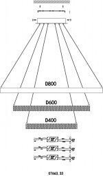 07663,33 Подвес Селена золото 80+60+40 h150 Led 112W(4000K) Kink light