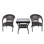 Kink Light KL01158K,04 Комплект кофейный, стол квадратный + 2 кресла, темно-коричневый. Стол: w64*64 h63. Стулья: w45*60 h80.