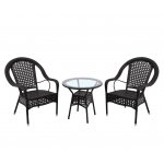 Kink Light KL01830K,04 Комплект стол круглый + 2 кресла, темно-коричневый. Стол: d62 h59, стул: w70*70 h90, посадочное место: 47*45