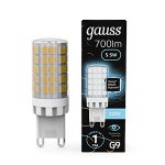Лампа Gauss G9 AC185-265V 5,5W 700lm 4100K керамика LED 1/10/200