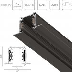 503028-R-DALI Трек шестиконтактный встраиваемый 3-фазн со стыковочными пазами (круглые медные жилы) QUATTRO/DALI/, длина 2м, ЧЕРНЫЙ МАТОВЫЙ