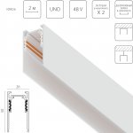 509026 Трек накладной UNO 48V 2м БЕЛЫЙ (Заглушки и декоративный экран в комплекте)