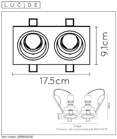 Встраиваемый светильник Lucide 22959/02/30 Встраиваемый светильник Lucide 22959/02/30