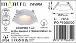 Встраиваемые светильники Mantra 8654 TAVIRA