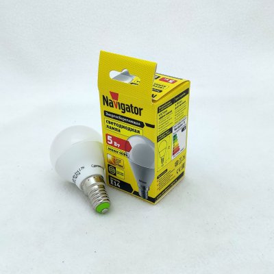 Светодиодная лампа шарик 5Вт Navigator 94 478 NLL-P-G45-5-230-4K-E14