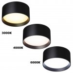 359597 OVER NT25 000 черный Светильник накладной светодиодный с переключ. цв. температуры IP20 LED 18W 220-240V 3000К\4000К\6000К ORBIS