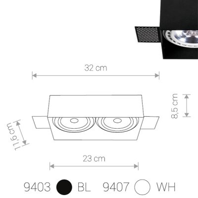 

Светильник встраиваемый Nowodvorski MOD PLUS WHITE II 9407, 9407