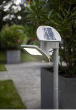 Светильник столб уличный на солнечной батарее с 1 поворотным модулем, датчиком движения и поворотной солнечной панелью Oasis Light P9011-1030