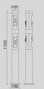 Светильник столб уличный 2 поворотных модуля Oasis Light W6142-2-1100