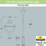 Парковый фонарь  FUMAGALLI EKTOR 2500/BEPPE P50.362.000.AXH27