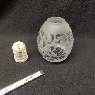 Плафон стекло с узором 110*118мм E27 (42мм посадка) Евро 30026 Gabriella хром