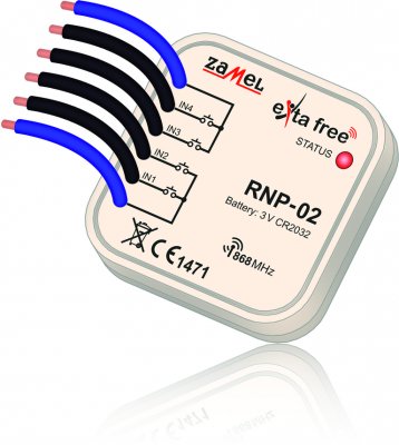 Zamel Передатчик встраиваемый управление кнопочным выключателем (4 канала) (RNP-02) Zamel Передатчик встраиваемый управление кнопочным выключателем (4 канала) (RNP-02)
