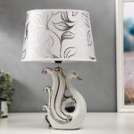 Светильник керамика "Лебедь" бело-серебряный, 14,5х19,5х31 см