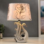 Светильник керамика "Лебедь" бело-серебряный, 14,5х19,5х31 см