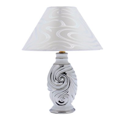 Лампа настольная керамика "Вихрь" белое серебро 220V Е14 35,5х27,5х27,5 см