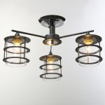 Люстра  "Аган" E27 3х60Вт черный-серебро 53х53х30 см