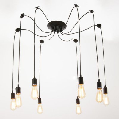 Светильник "Паук" черный 8x40W E27 80x80x90 см