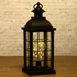 Ночник "Фонарь и светлячки" чёрная от батареек 3ААА 35х13,5х13,5см