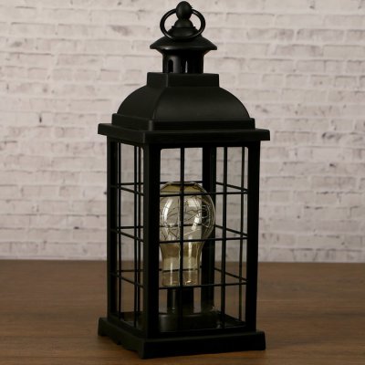 Ночник "Фонарь и светлячки" чёрная от батареек 3ААА 35х13,5х13,5см