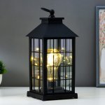 Ночник "Фонарь. Клетка" чёрная от батареек 3ААА 30х14х14 см