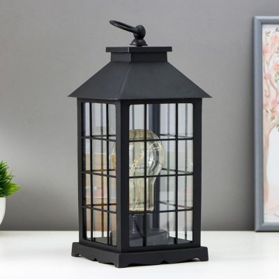 Ночник Ночник "Фонарь. Клетка" чёрная от батареек 3ААА 30х14х14 см