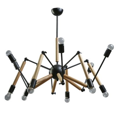 Люстра "Краб-дерево" 12х60Вт Е27 черный 80х80х100см