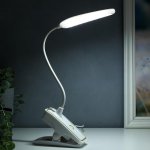 Лампа настольная прищепка сенсор 3 режима LEDх14 "Золотая полоса" лупа USB, 3ААА 44х15х6 см