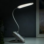 Лампа настольная прищепка сенсор 3 режима LEDх14 "Золотая полоса" лупа USB, 3ААА 44х15х6 см