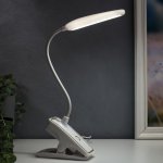 Лампа настольная прищепка сенсор 3 режима LEDх14 "Золотая полоса" лупа USB, 3ААА 44х15х6 см