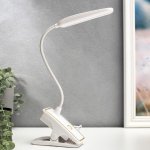 Лампа настольная прищепка сенсор 3 режима LEDх14 "Золотая полоса" лупа USB, 3ААА 44х15х6 см