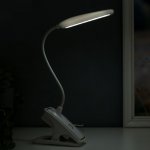 Лампа настольная прищепка сенсор 3 режима LEDх14 "Золотая полоса" лупа USB, 3ААА 44х15х6 см