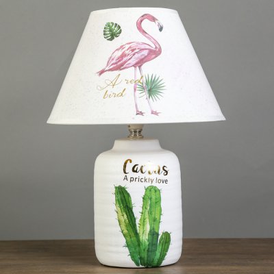 Лампа настольная керамика Лампа настольная керамика "Кактус" белый 1х40Вт Е14 37х25х25 см