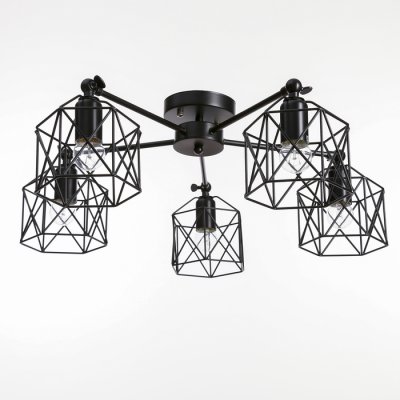 Люстра "Сеть"  5х40Вт Е27 черный 70х70х34 см