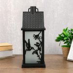 Ночник с эффектом огня "Колибри" 21хLED черный 13,5х13,5х38 см.