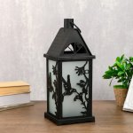 Ночник с эффектом огня "Колибри" 21хLED черный 13,5х13,5х38 см.