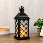 Ночник с эффектом огня "Домашний очаг" 21хLED черный 13,5х13,5х38 см.