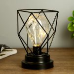 Ночник "Квадрат" LED 3AA черный 13х13х16,5 см.