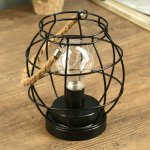 Ночник "Шар лофт" LED 3AA черный 16х16х16,5 см.