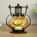 Ночник настольный "Фонарь" LED черный 11,5х11,5х20 см.