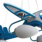 Люстра "Самолетик" 1x40Вт E27+2xE14 40Вт синий 52х57х68 см.