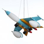 Светильник "Синий самолет" 5x40Вт E14 синий 63х63х70 см.