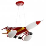 Светильник "Красный самолет" 5x40Вт E14 красный 63х63х70 см.
