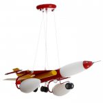 Светильник "Красный самолет" 5x40Вт E14 красный 63х63х70 см.