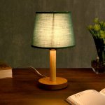 Лампа настольная "Эко" 1х40Вт Е27 светлое дерево-зеленый 18х18х29,5 см.