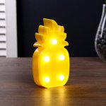 Ночник "Ананас" 5 LED батарейки 3xAG13 желтый 5,5х3х12 см.