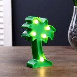 Ночник "Пальма малая" 5 LED батарейки 3xAG13 зеленый 8х3х12 см.